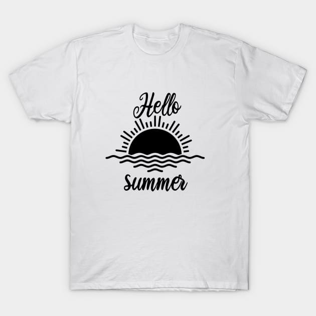 Hello Summer, Summer Tee, Beach, Summer Fancy, Women’s Summer , Hello Summer, Women’s Summer T-Shirt by ArkiLart Design